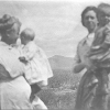 Mary & child, Glenice Smith and Ella and Clive Adamson at the Homestead Dry Farm in Antalope Flats, ID