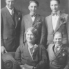 Mary Smith with Lorin Mcgarry, Clarence Hansen, Nolan Higley -  Independence School graduation class - Thorton, ID