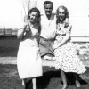 Glenice Smith, Harold Bennett, and Dwinna Smith at Smith home in Thorton, Idaho